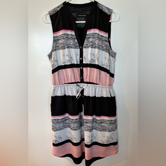 Ivanka Trump Black and Pink Striped Sleeveless Dress size 8 - Picture 1 of 9